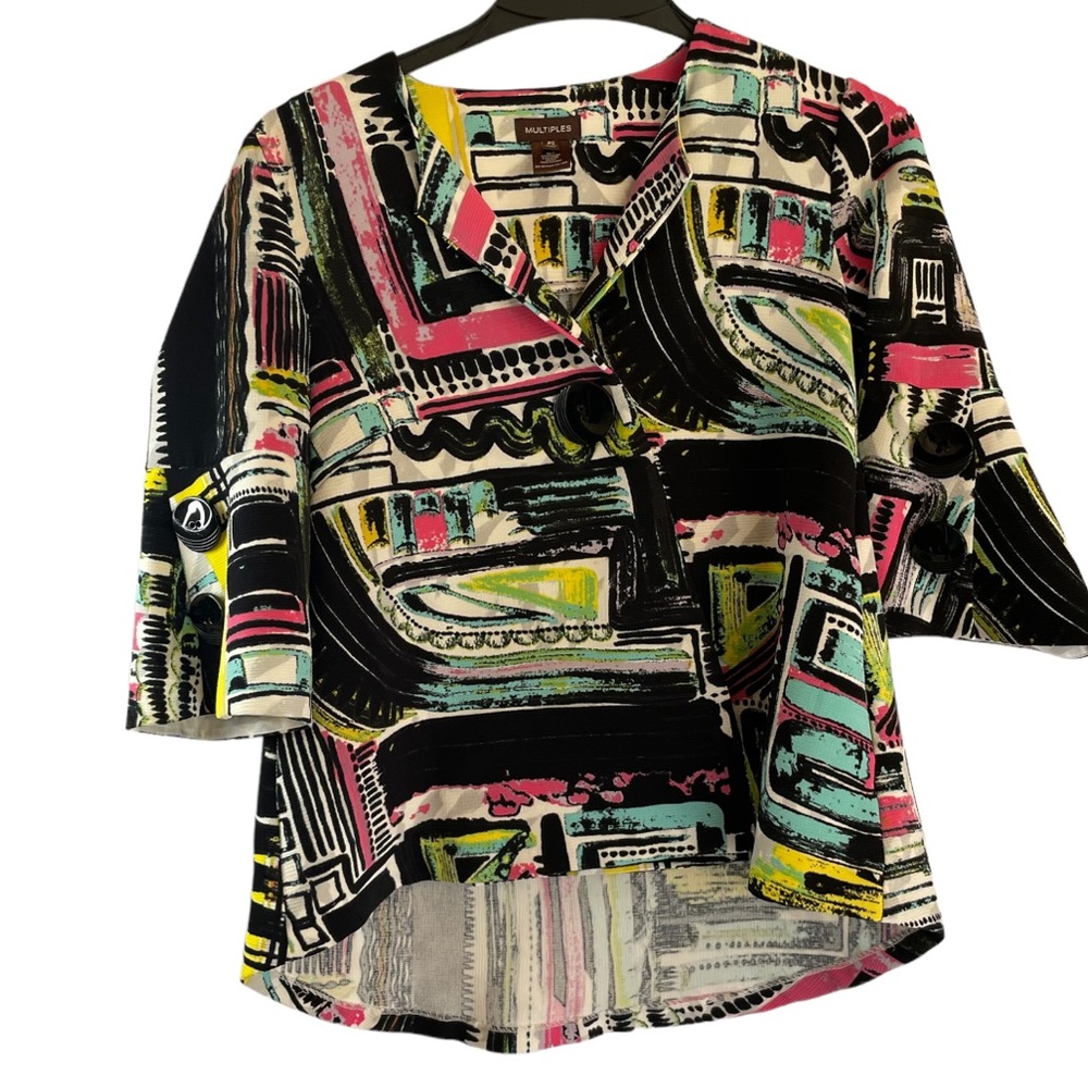 Multiples Multicolor 3/4 Sleeve Blazer